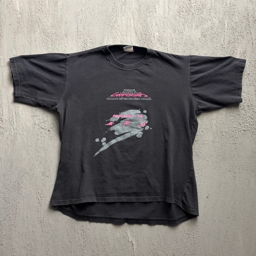 Vintage World Triathlon Championship Shirt XL Black 90s Kelowna BC Canada Reebok